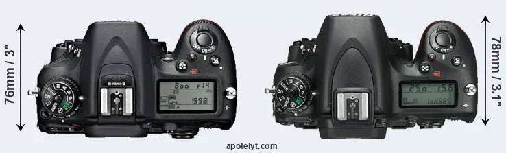 Compare D7100 versus D750 top