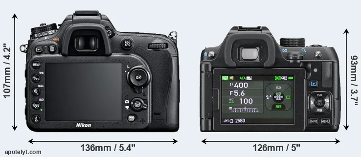 Comparison D7100 or K-70 rear