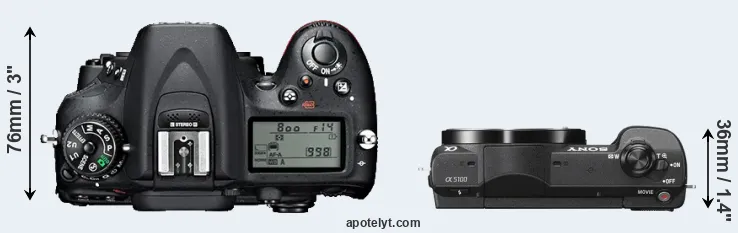 Compare D7100 versus A5100 top