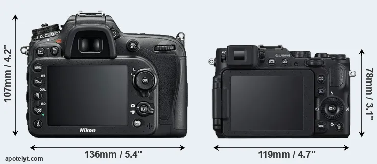 Comparison D7200 or P7800 rear