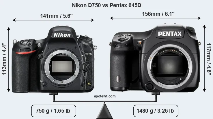 Size Nikon D750 vs Pentax 645D