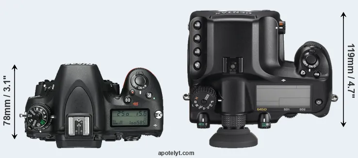 Compare D750 versus 645D top