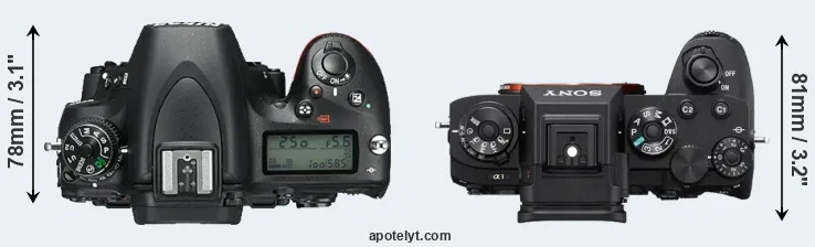 Compare D750 versus A1 top