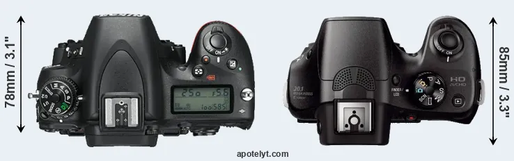 Compare D750 versus A3000 top
