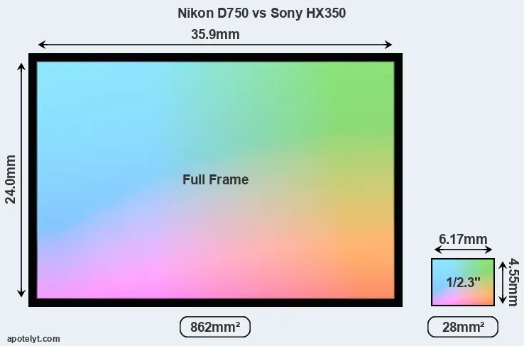 Nikon D750 and Sony HX350 sensor measures