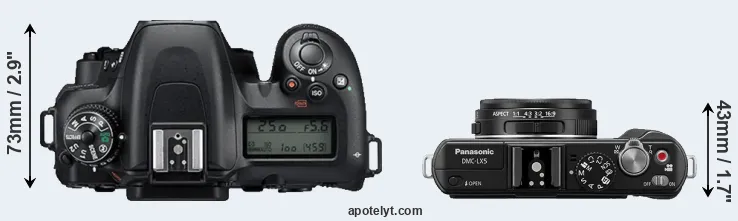 Compare D7500 versus LX5 top