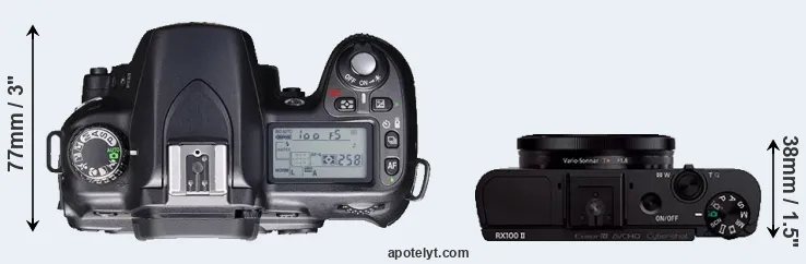 Compare D80 versus RX100 II top