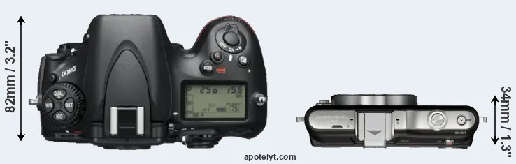 Compare D800 versus E-PM1 top