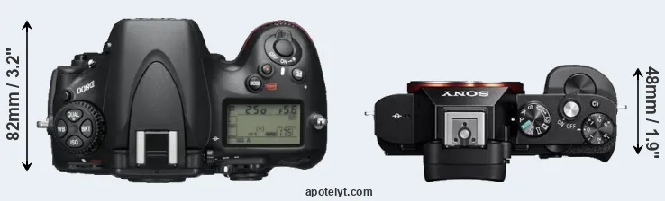 Compare D800 versus A7R top