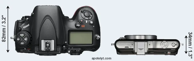 Compare D800E versus E-PM1 top