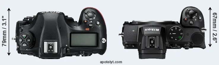 Compare D850 versus Z5 top