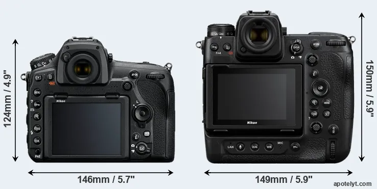 Comparison D850 or Z9 rear