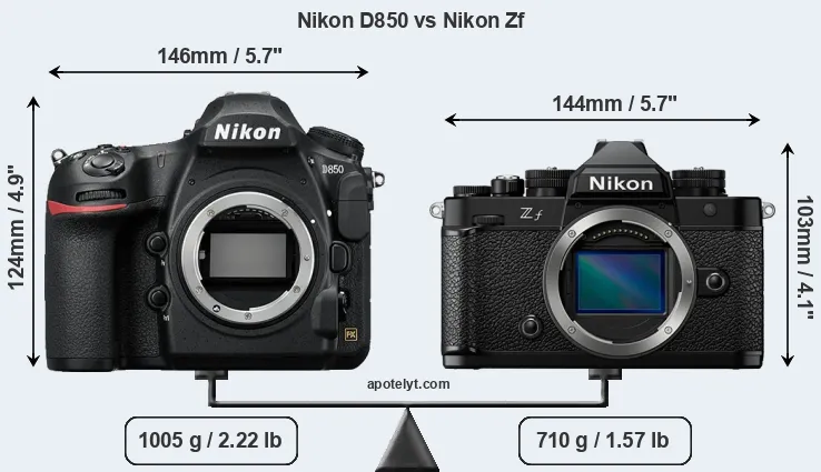 Size Nikon D850 vs Nikon Zf