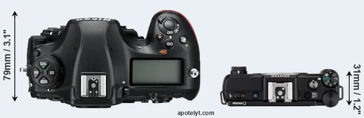 Compare D850 versus Pentax Q top