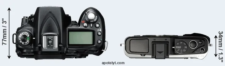Compare D90 versus E-P3 top