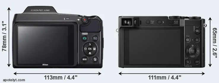 Comparison L840 or ZS100 rear