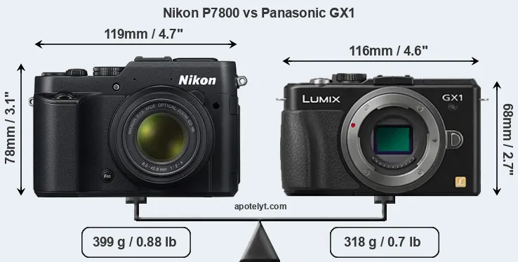 Size Nikon P7800 vs Panasonic GX1