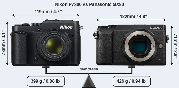 Size Nikon P7800 vs Panasonic GX80