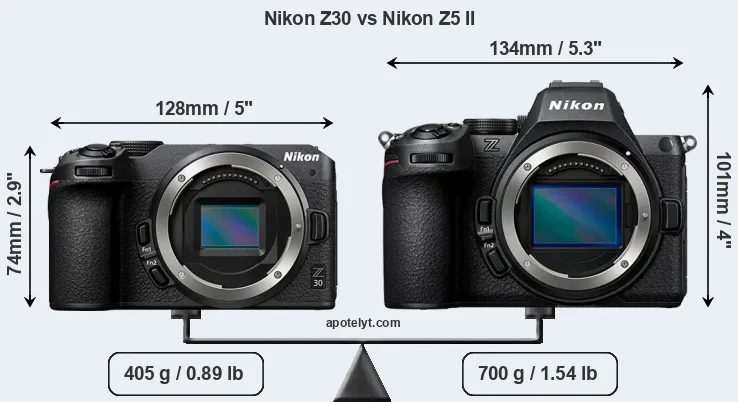 Size Nikon Z30 vs Nikon Z5 II
