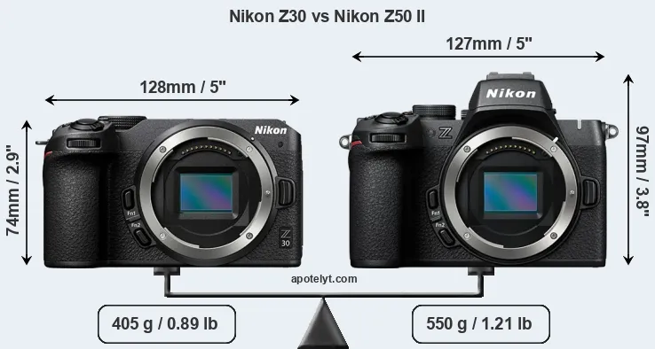 Size Nikon Z30 vs Nikon Z50 II