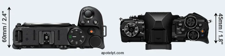 Compare Z30 versus E-M5 II top