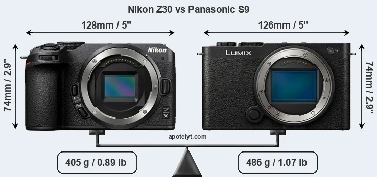 Size Nikon Z30 vs Panasonic S9