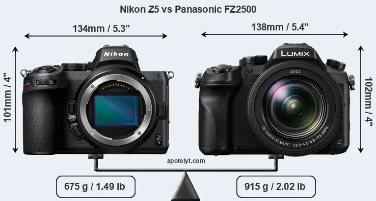 Size Nikon Z5 vs Panasonic FZ2500