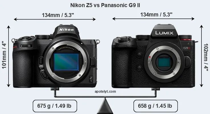 Size Nikon Z5 vs Panasonic G9 II