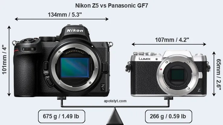 Size Nikon Z5 vs Panasonic GF7