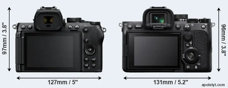 Comparison Z50 II or A7 IV rear
