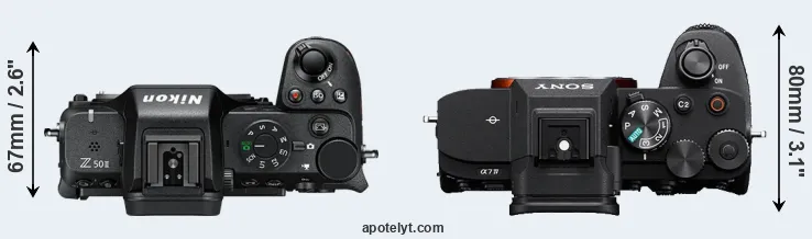 Compare Z50 II versus A7 IV top