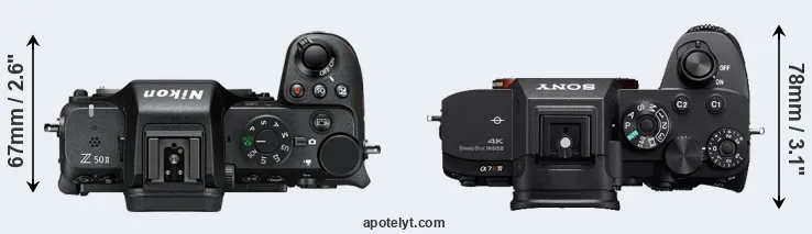Compare Z50 II versus A7R IV top