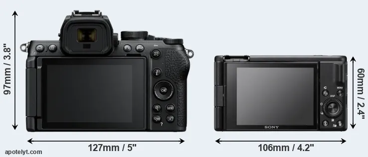 Comparison Z50 II or ZV-1F rear