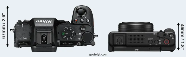 Compare Z50 II versus ZV-1F top