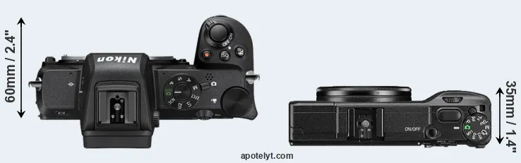 Compare Z50 versus GR II top