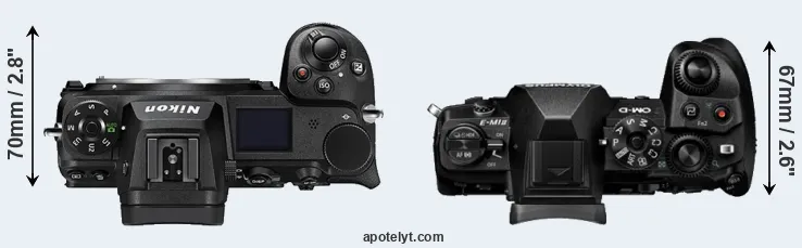 Compare Z6 II versus E-M1 II top