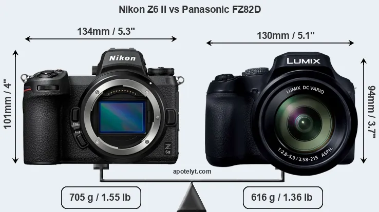 Size Nikon Z6 II vs Panasonic FZ82D