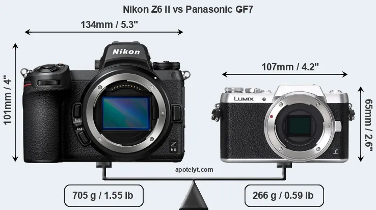 Size Nikon Z6 II vs Panasonic GF7