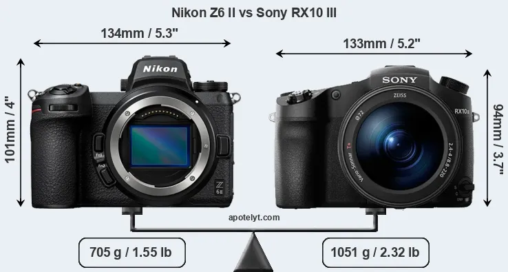 Size Nikon Z6 II vs Sony RX10 III