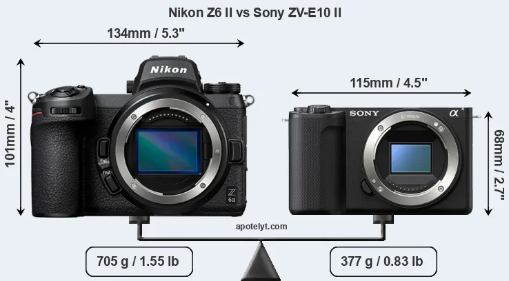 Size Nikon Z6 II vs Sony ZV-E10 II