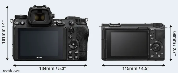 Comparison Z6 II or ZV-E10 II rear