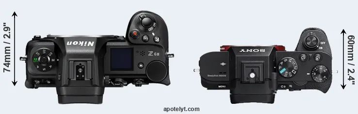 Compare Z6 III versus A7 II top