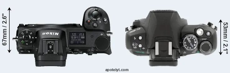 Compare Z6 versus E-400 top