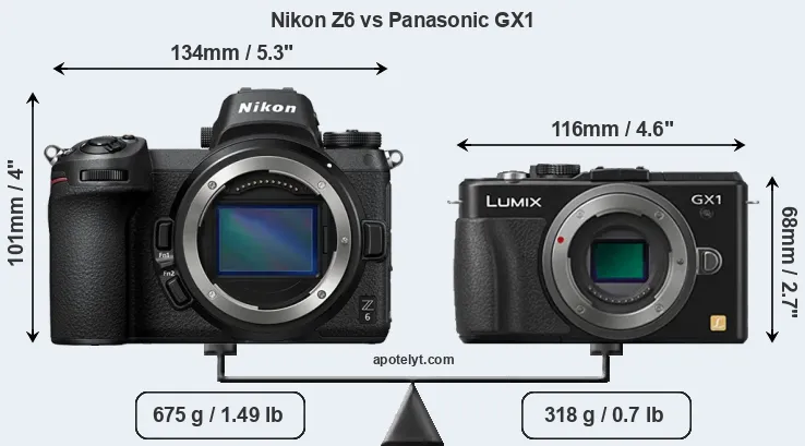 Size Nikon Z6 vs Panasonic GX1