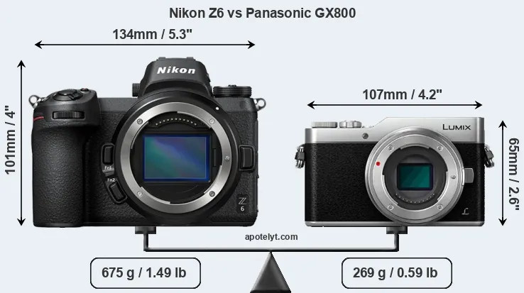 Size Nikon Z6 vs Panasonic GX800