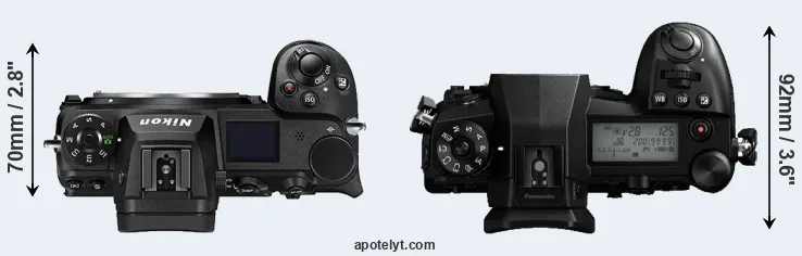 Compare Z7 II versus G9 top