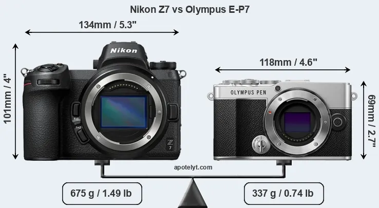 Size Nikon Z7 vs Olympus E-P7