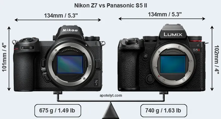 Size Nikon Z7 vs Panasonic S5 II