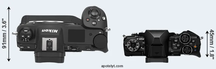 Compare Z9 versus E-M5 II top