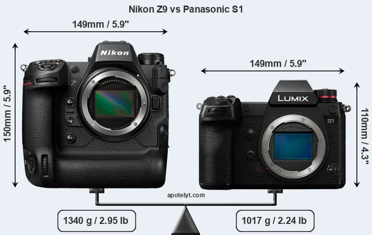 Size Nikon Z9 vs Panasonic S1